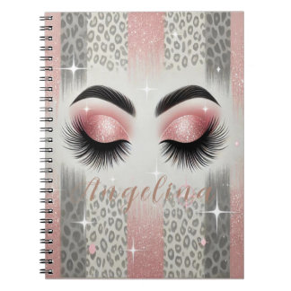 Espiral Caderno de Cílios Brilhantes Rosa