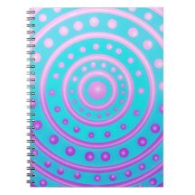 Caderno de Círculos Brilhantes Rosa e Roxo