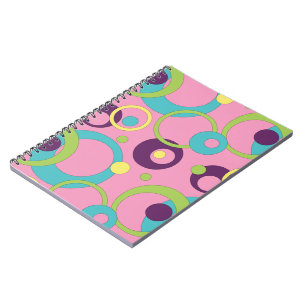 Espiral Caderno de Círculos Rosa Funky