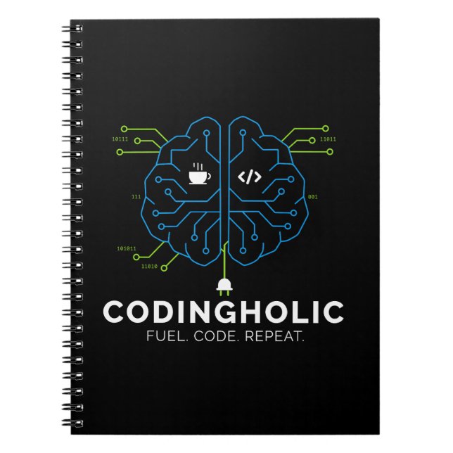Espiral Caderno de Codificação Clean Tech Brain para Codif (Frente)