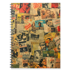 Espiral Caderno de Colagem de Jornal Antigo