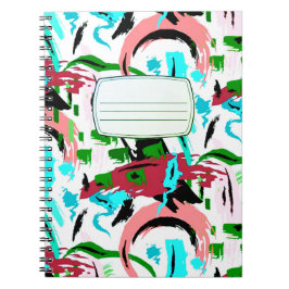 Espiral Caderno de composição abstrata rosa e aqua