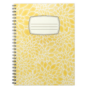 Espiral Caderno de composição de dálias amarelas pastéis