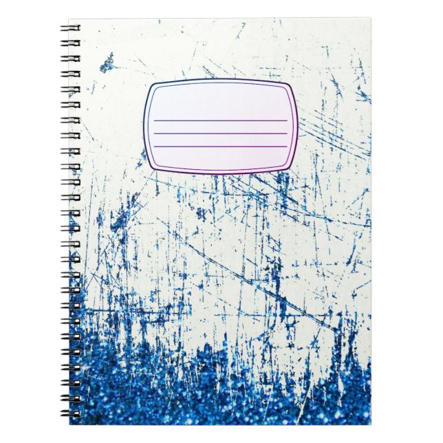 Espiral caderno de composição de jeans e brilho (Frente)