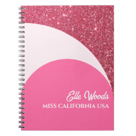 Espiral Caderno de Concurso Trabalho em Glitter Rosa Brilh