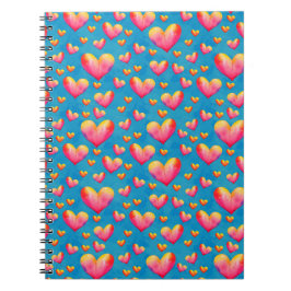 Espiral Caderno de Corações Aquarelados Multicoloridos