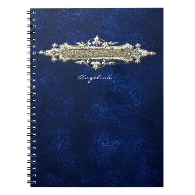 Espiral Caderno de couro azul (Frente)