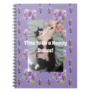 Espiral Caderno de Dança Feliz Floral Engraçado Gato Tuxed