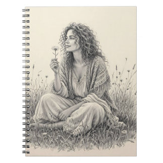 Espiral Caderno de Desenho a Lápis Sonhadora Boêmia