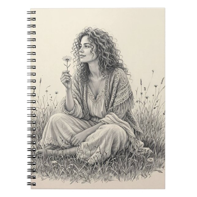 Espiral Caderno de Desenho a Lápis Sonhadora Boêmia (Frente)