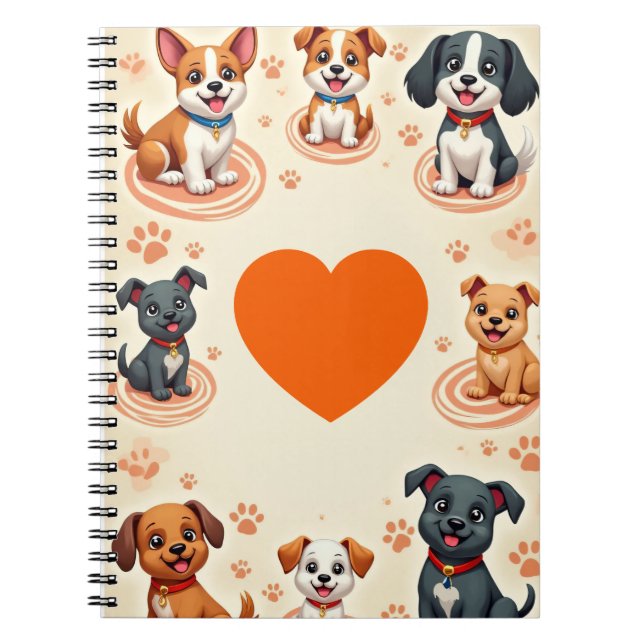 Espiral Caderno de desenho de cachorrinho fofo - Diário de (Frente)