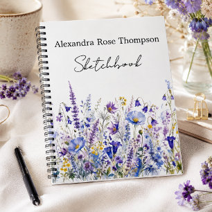 Espiral Caderno de Esboços de Aquarela de Flor Silvestre R