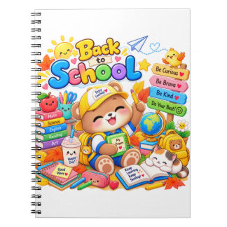 Espiral Caderno de Estudo do Urso Kawaii de Volta à Escola