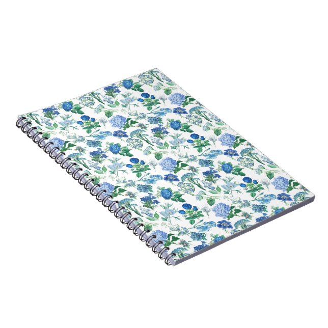Espiral Caderno de Flores Azuis Vintage (Lado Direito)