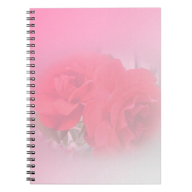 Espiral caderno de flores de rosa vermelha (Frente)