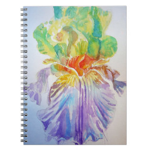 Espiral Caderno de Flores Íris Amarela Roxa
