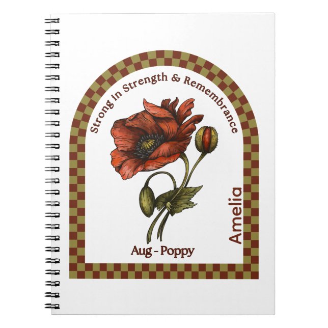 Espiral Caderno de Flores Personalizado do Mês de Agosto (Frente)