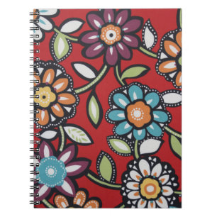 Espiral caderno de flores pintadas à mão