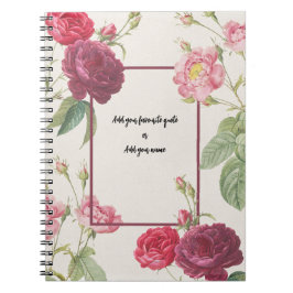 Espiral Caderno de Flores Rosa Vintage PERSONALIZADO