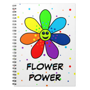 Espiral Caderno de flower power do arco-íris