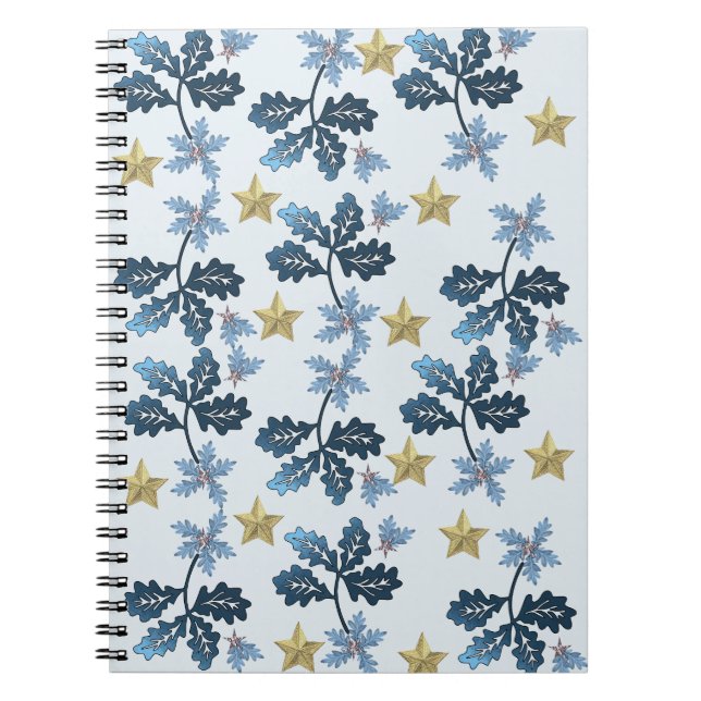 Espiral Caderno de Folhas Azuis e Estrela Dourada. (Frente)