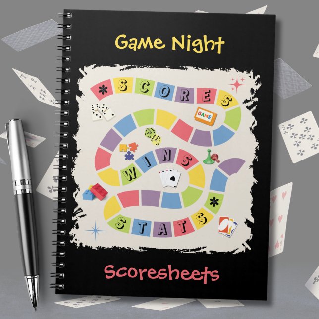 Espiral Caderno de Folhas de Pontuação de Jogo de Tabuleir (Record every game in this vibrant, retro-inspired game night scorebook!)