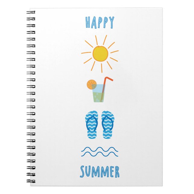 Espiral Caderno de Fotos de Verão Feliz (Frente)