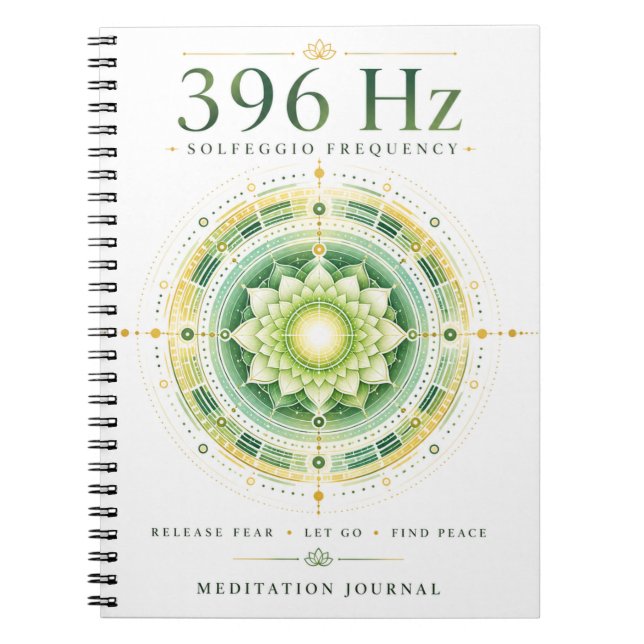 Espiral Caderno de Frequência Solfeggio 396 Hz – Libere o  (Frente)