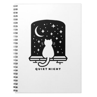 Espiral Caderno de Gato Fofo Design Minimalista Estético