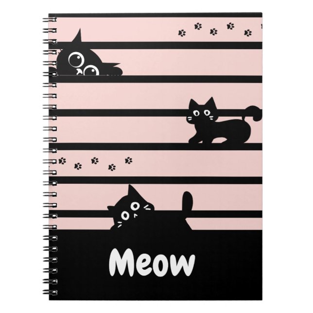 Espiral Caderno de Gato Preto Fofo (Frente)