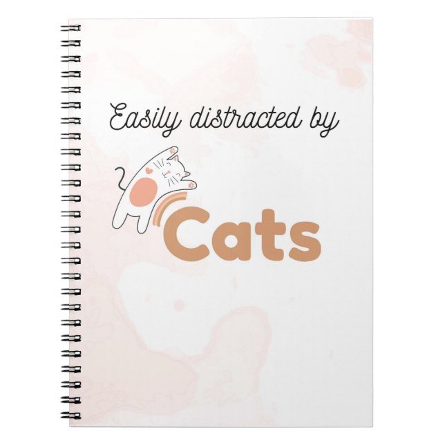 Espiral Caderno de Gatos Fofos Facilmente Distraído (Frente)