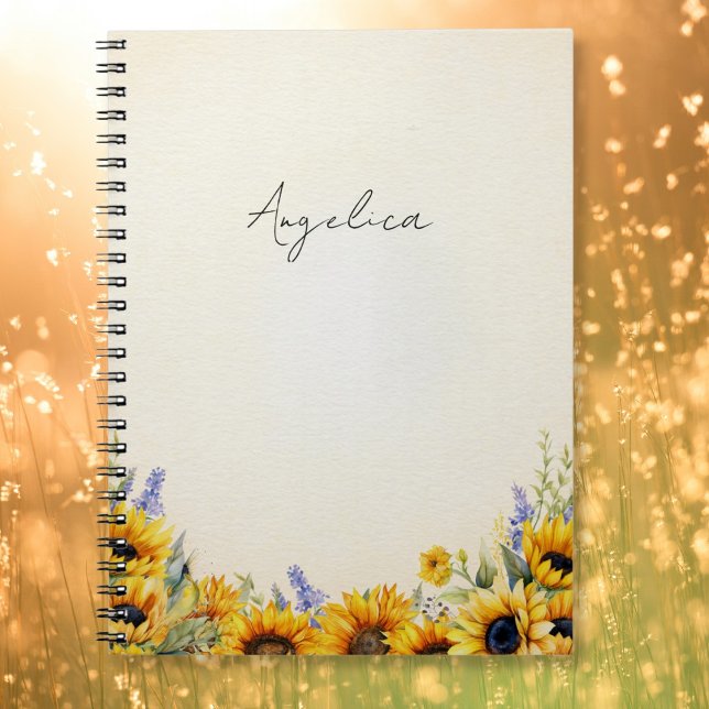 Espiral Caderno de Girassóis Aquarela (Criador carregado)