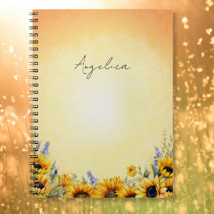 Espiral Caderno de Girassóis Aquarela
