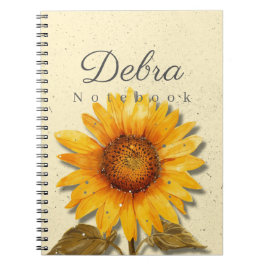 Espiral Caderno de Girassóis Nome | Diário Floral Amarelo
