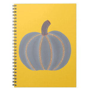 Espiral Caderno de Halloween com Abóbora Cinza e Luzes Lar