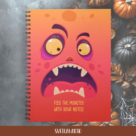 Espiral Caderno de Halloween do Monstro Laranja Engraçado