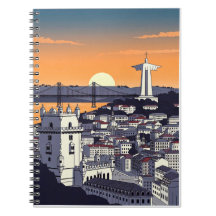 Caderno de Ilustração do Pôr do Sol de Lisboa – Re