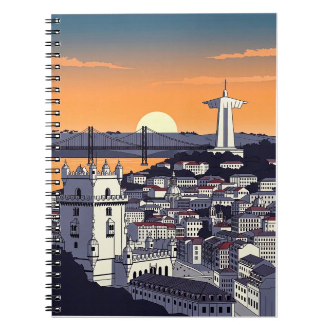 Espiral Caderno de Ilustração do Pôr do Sol de Lisboa – Re (Frente)