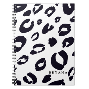 Espiral Caderno de Impressão de Leopardo Preto Guepardo
