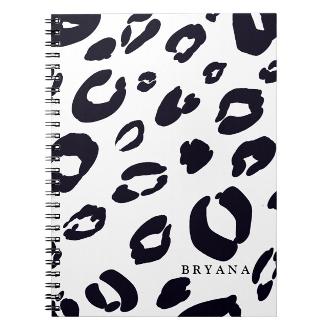 Espiral Caderno de Impressão de Leopardo Preto Guepardo (Frente)