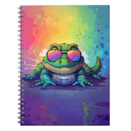 Espiral Caderno de Jacaré Usando Óculos de Sol