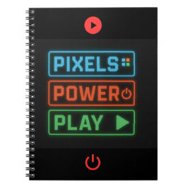 Espiral Caderno de Jogador Pixels Power Play – Suba de Nív