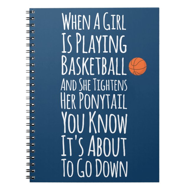Espiral Caderno de Jogadora de Basquete Funny Girls Azul M (Frente)