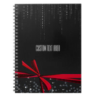 Caderno de Jornal com Laço Vermelho e Brilho