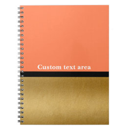 Espiral Caderno de Jornal Coral & Dourado Glam Moderno