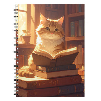 Espiral Caderno de Jornal do Gato Amante de Livros
