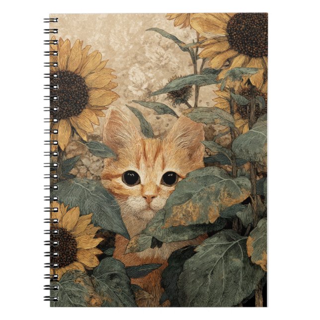 Espiral Caderno de Kitten Fofa entre Flores (Frente)