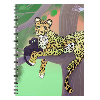 Espiral Caderno de leopardo e filhote volta às aulas