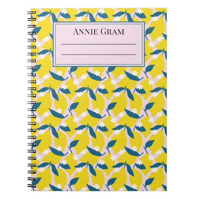 Espiral Caderno de Limões & Folhas Azuis Caprichosos  (Frente)