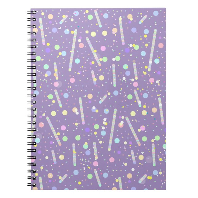Espiral Caderno de linhas e pontos alegres roxo azul (Frente)